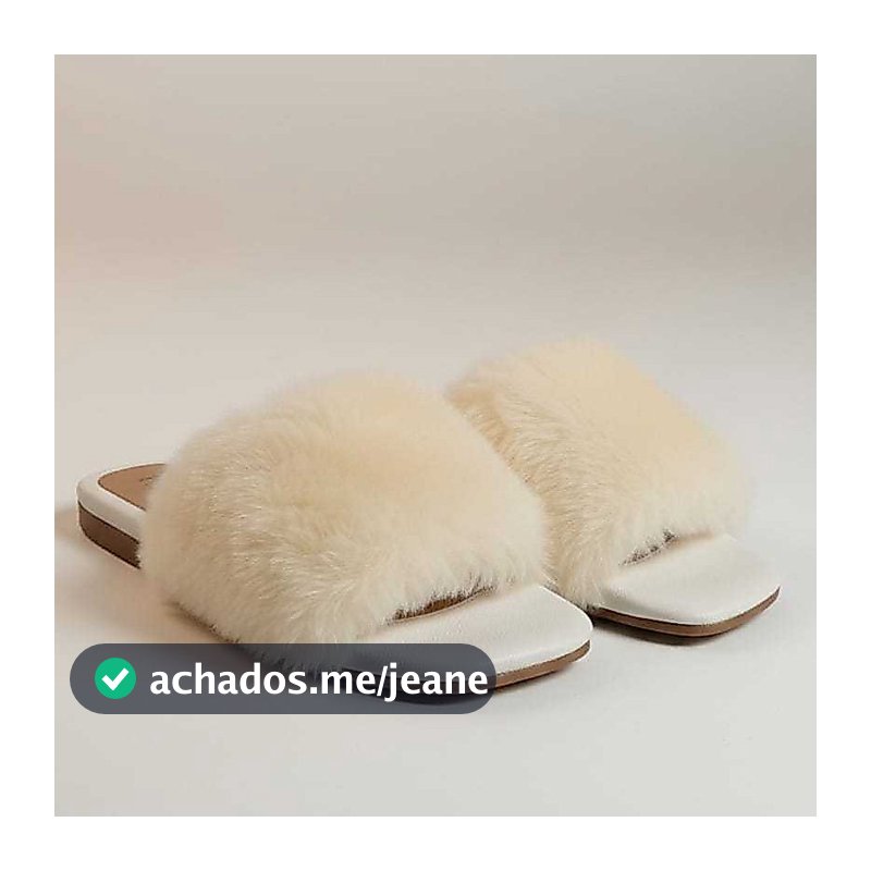 Pantufa Rasteirinha Pelúcia Luxo, Bico aberto, Rasteira com Pelinho Feminina - Chinelo de Quarto,  Do 34 ao 40