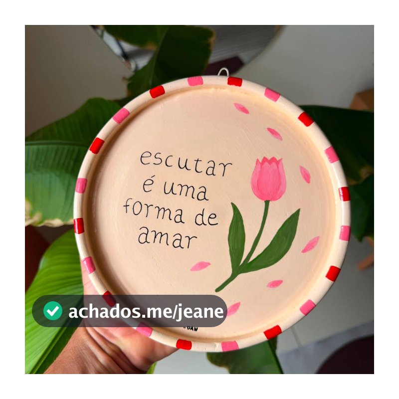 Prato decorativo de argila para parede - escutar é uma forma de amar