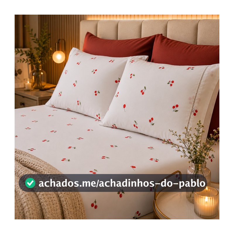 Jogo de Lençol Casal Queen King Solteiro 200 Fios Algodão Estampado Macio