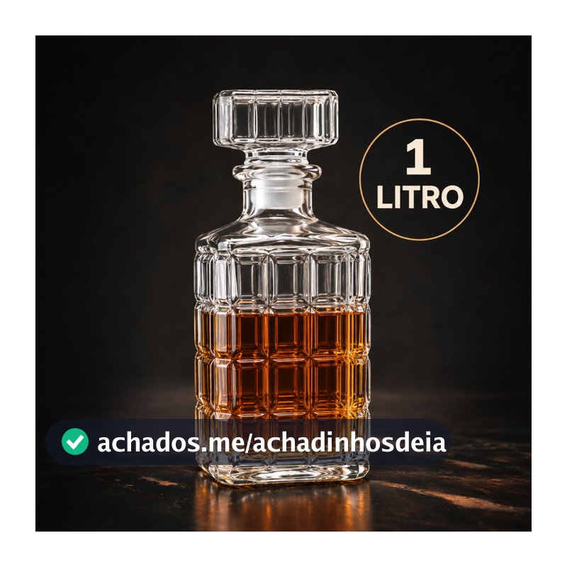 Garrafa de Vidro Cristal 1L para Whisky Licor Decanter Elegante Premium Tampa Vedante Porta Bebidas Luxo