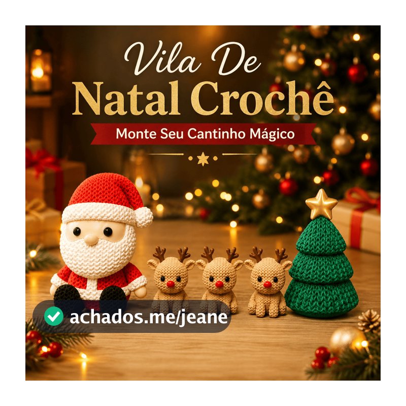 Kit Vila de Natal Crochê Papai Noel Renas Árvore Decoração Natalina Enfeite Natal
