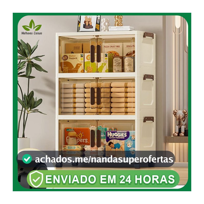 caixa organizadora armario armazenamento dobrável empilhavel com porta rodinhas multiuso 3 portas