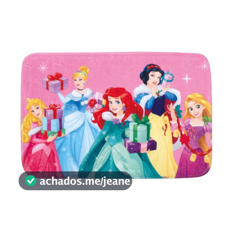 Tapete Antiderrapante Princesas Disney 60x40x1cm - Natal Disney - Ref 1020566 Cromus