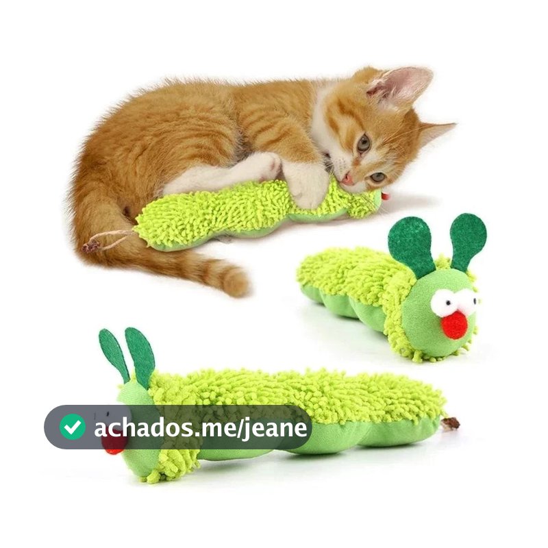 Brinquedos para gatos na fase de dentição – em formato de lagarta, feitos de erva-de-gato e trepadeira prate