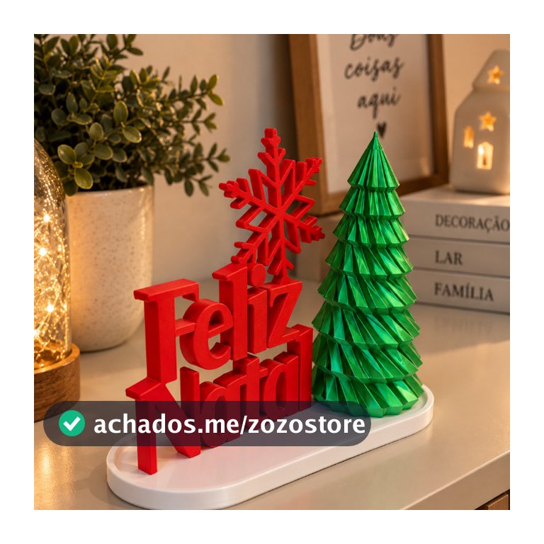 Kit Natal Feliz Natal com Árvore e Bandeja Decoração