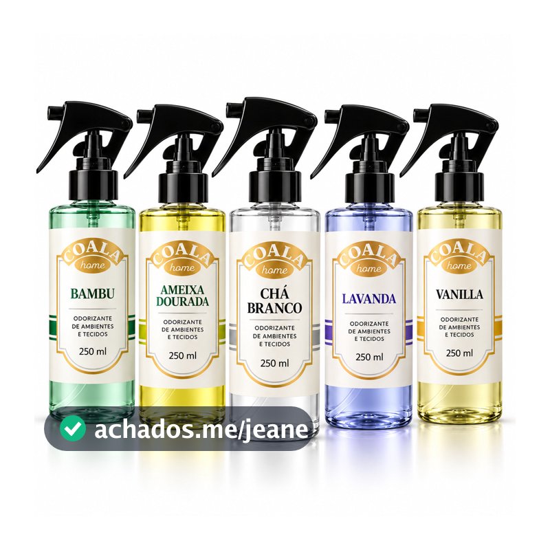 Kit 5 Odorizante Coala Home 250ml Bambu Ameixa Chá Branco Lavanda Vanilla Ambientes Tecidos