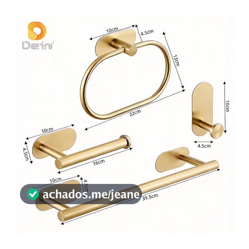 Kit Acessórios Banheiro 4 Peças Aço Inox Sem Furação Porta Toalha Papel Higiênico Resistente