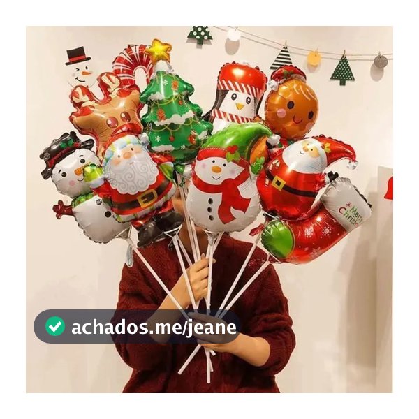 10 Balão Metalizado Centro de Mesa Pequeno Natalino Boneco de Neve àrvore de natal papai noel personagens