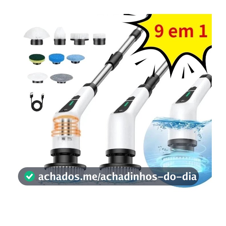 Esfregador Giratório Elétrico Escova Limpeza Elétrica 360 Graus 25W