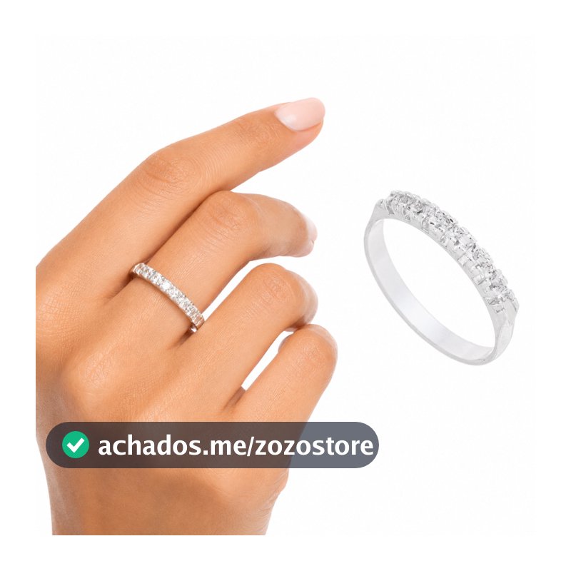 Anel Feminino Aparador de Aliança com Zircônia Cravejada Brilhante Banhado a Prata 925