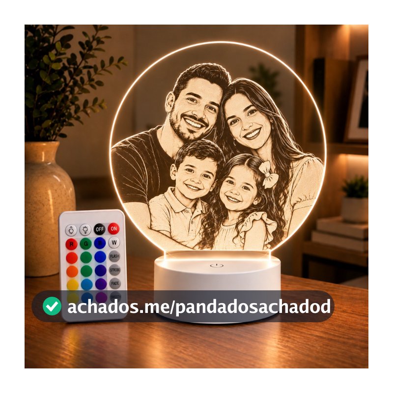 Luminária LED Personalizada Decoração Presente Foto Família Pai Mãe Namorado Multicores Criativo