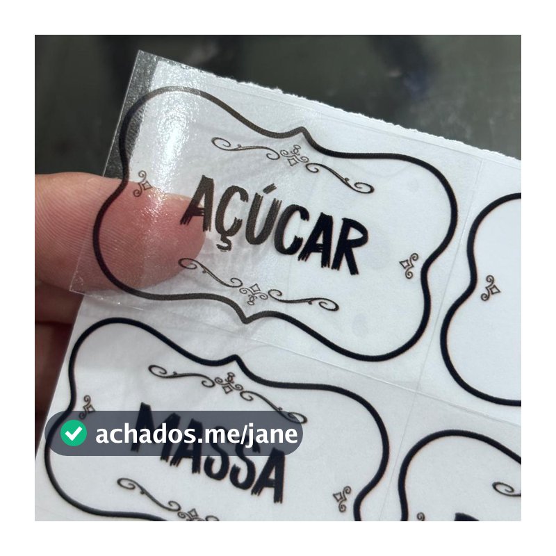 50 Adesivos no Vinil Transparente para Potes Organizadores Temperos Mantimentos Organizador 5x3cm