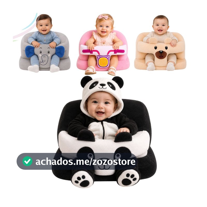 Assento para Bebê Mini Sofá Poltrona Infantil Estofada Animais Fofinha com Apoio