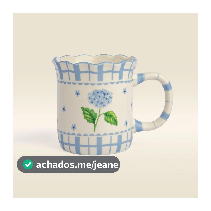 Caneca Hortênsia Cerâmica 415ml - A\CASA
