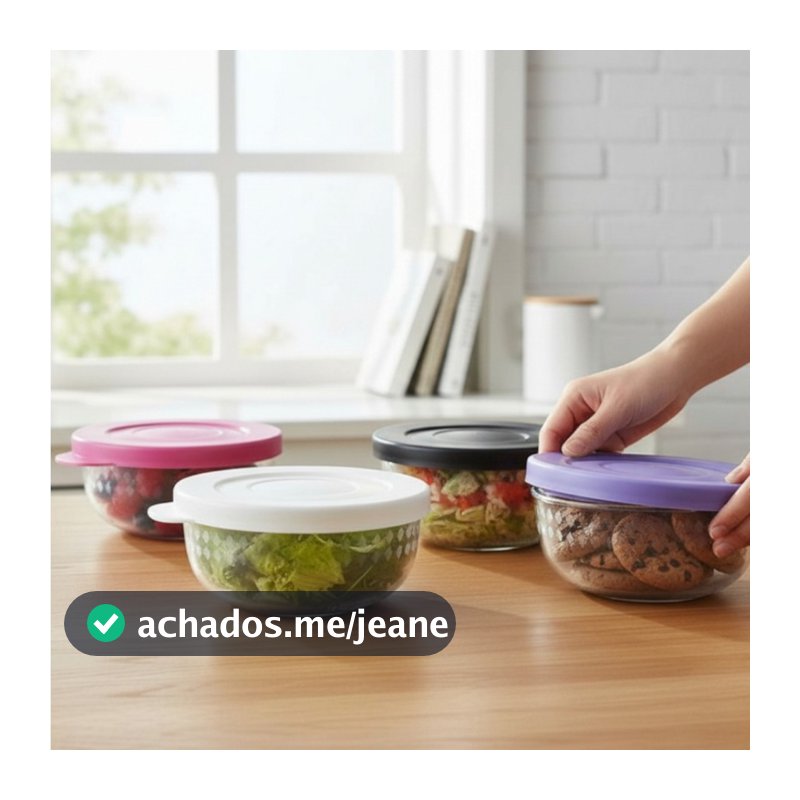 Jogo com 6 Potes Tigelas Acrílico para sobremesa, armazenar Temperos, com tampa color 220ml