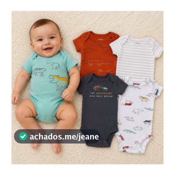 Kit 5 Body Verão Carters Manga Curta Animais