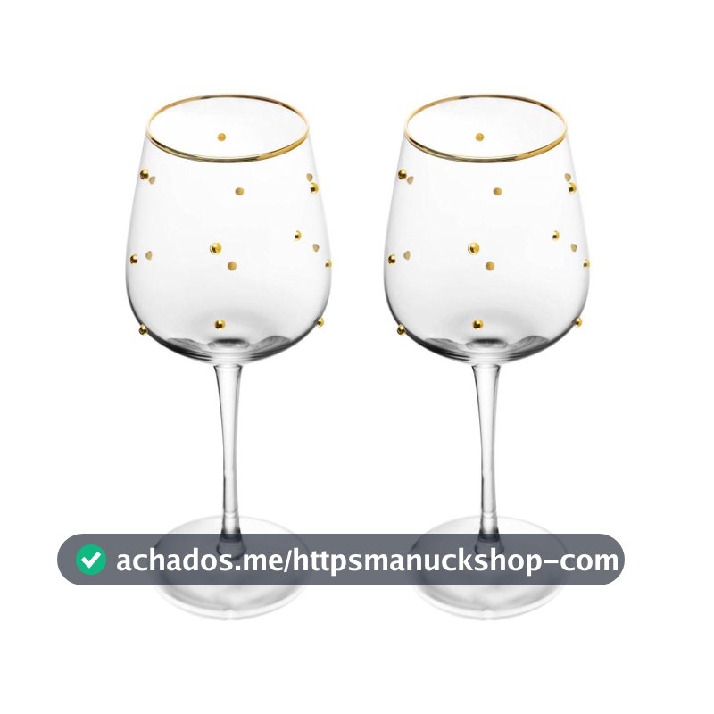 Jogo 2 Tacas de Vidro Balls Fio de Ouro 350ml Wolff Tacas para Mesa Posta Elegante Decoracao Casas Jantar Sobremesa Luxo