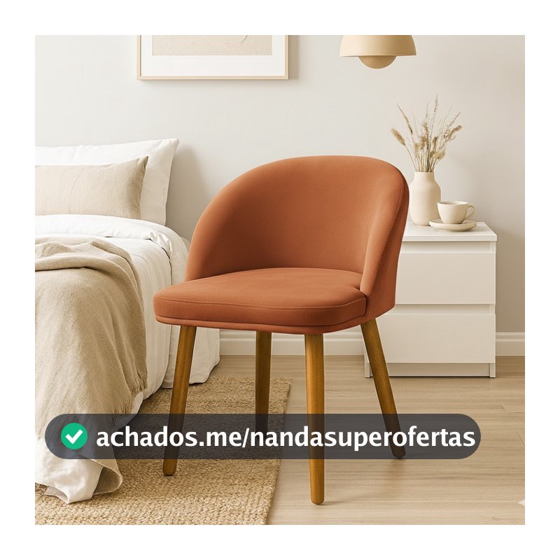 Cadeira Lua Slim Decorativa Tecido Veludo Pés Palito Sala Quarto Penteadeira