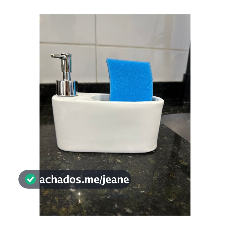 Dispenser Porta Detergente E Esponja Em Cerâmica Branco