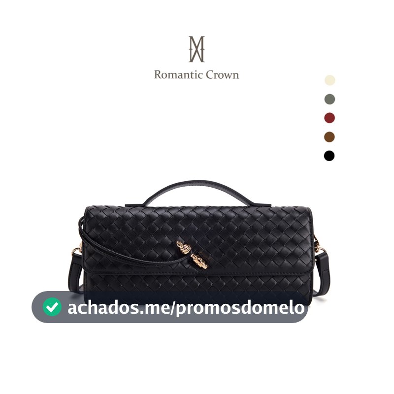 ROMANTIC CROWN Bolsa Feminina Mão Transversal Ombro Trançada Couro PU Vegan, Clutch Noite Balada Casamento Alça Ajustáve
