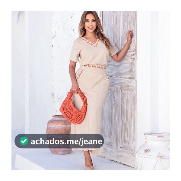 Conjunto Lindo Femenino com detalhes  na Bluça e Saia Longa Alfaiataria Marrante Moda Evangelica