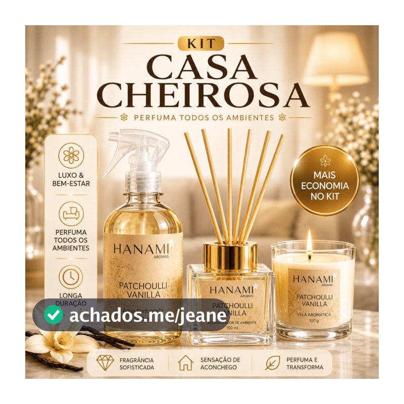 Kit Casa Cheirosa Hanami Difusor de Ambiente Água Perfumada e Vela Aromática
