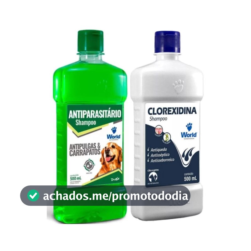 01 Shampoo Clorexidina 01 Antiparasitário Shampoo Cães 500ml
