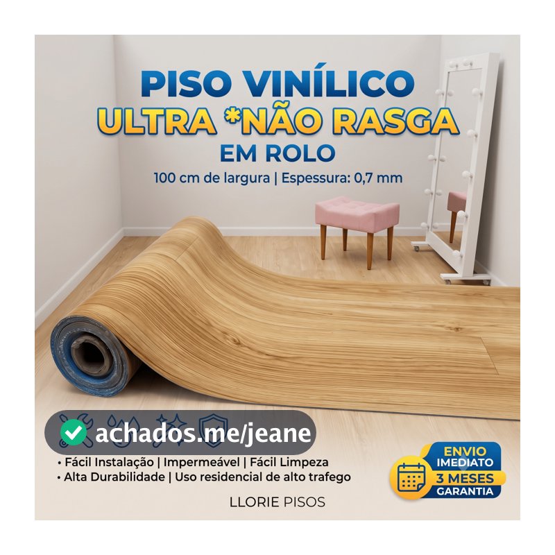 Piso Vinílico Em Manta Pratico Rolo Ultra Resistente Não Rasga