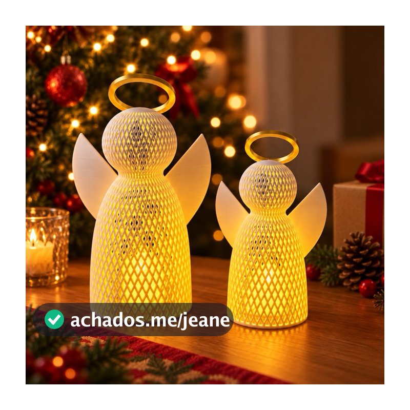 Anjo de Natal decorativo - Com ou Sem Vela LED - Decoração Natalina - Presente - Batizado - Anjo da Guarda
