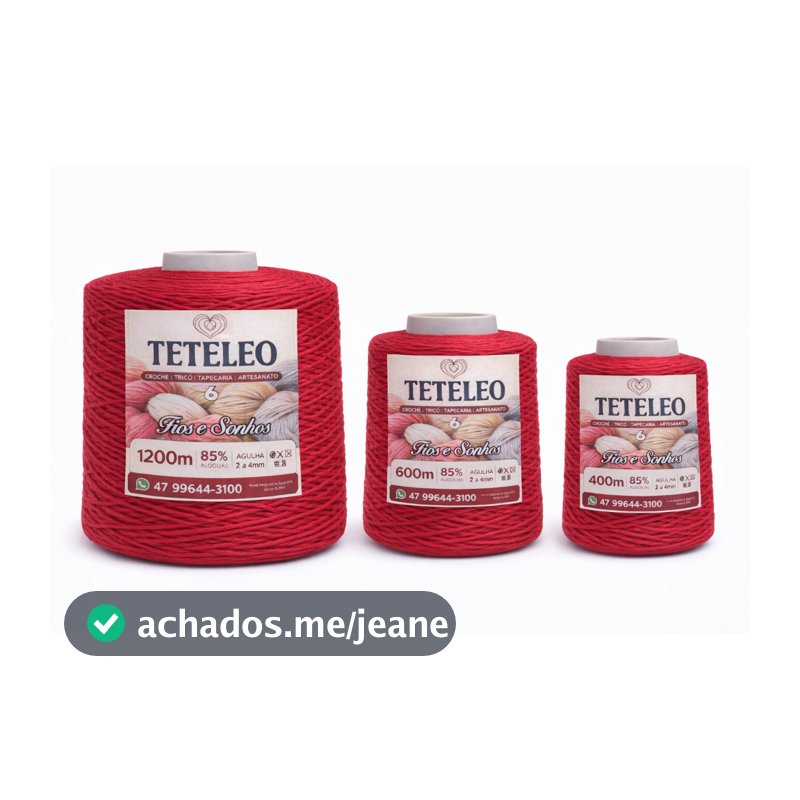 Barbante Antialérgico Sem Poeira Não Desbota TeTeLeo Fio Nº6 – Ideal para Crochê, Tricô e Artesanato Vermelho