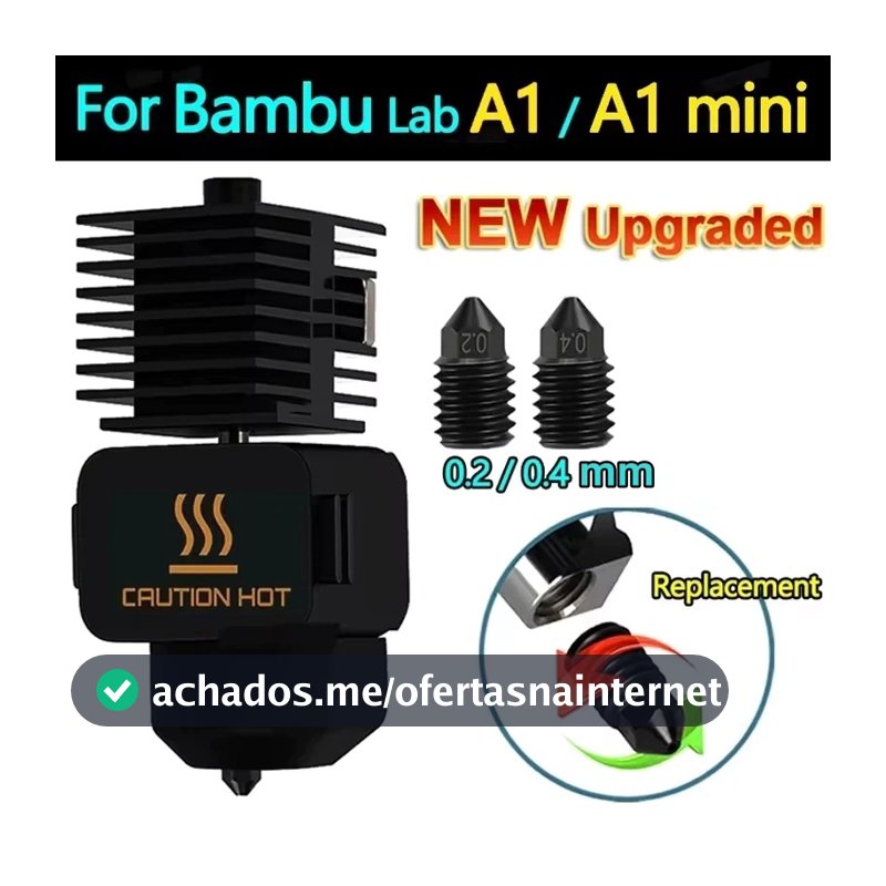 0.2/0.4mm Kit de Bicos para Hotend Bambu Lab A1 / A1 Mini – Vários Tamanhos