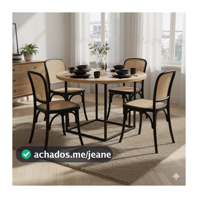 Kit 4 Cadeiras Amis Assento Rattan Polipropileno Sala de Jantar Empilhável