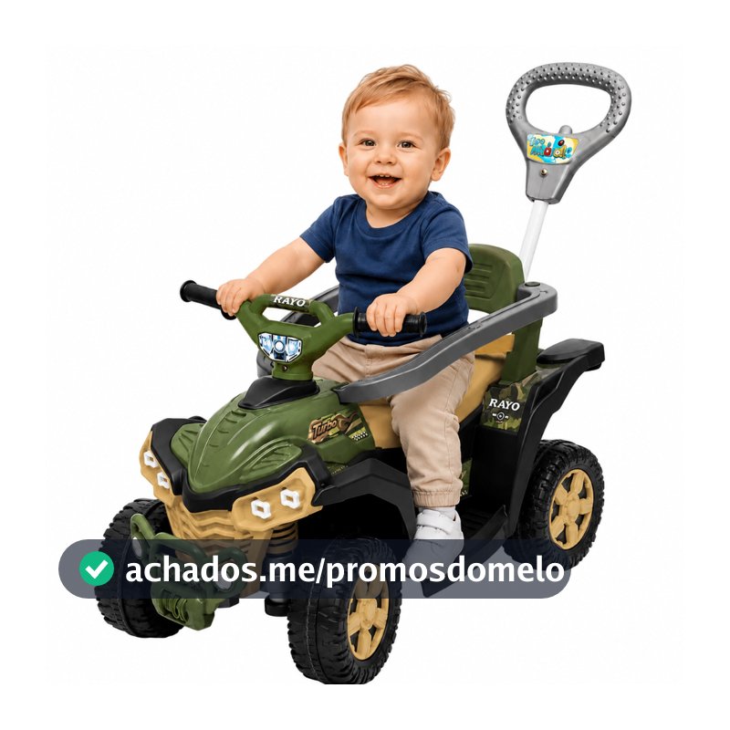 Carrinho de Passeio Infantil Quadriciclo Andador Empurrador Com Buzina e Cinto de Segurança
