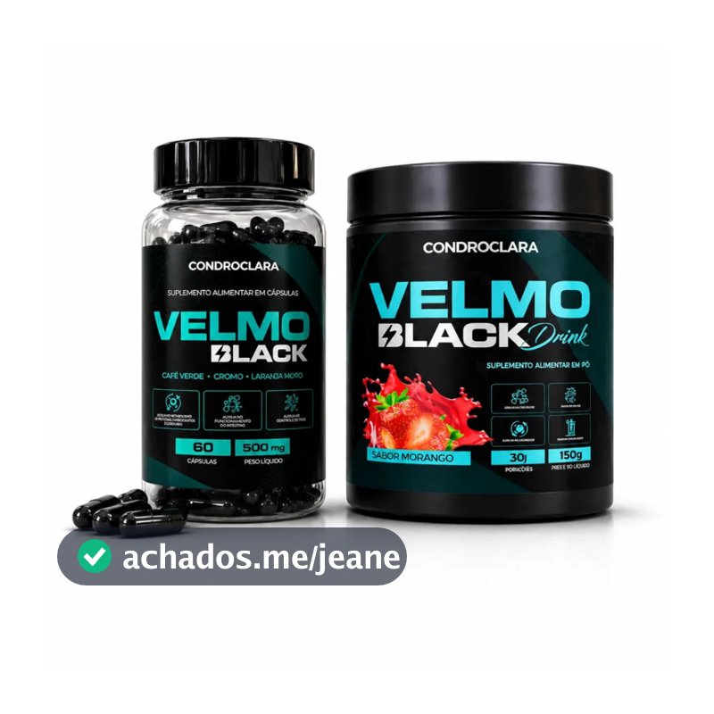 Velmo Black Drink Sabor Morango 150g + 60 Capsulas Original Loja Oficial Velmoblack