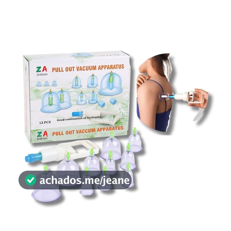 Kit 12 Ventosas Com Bomba Terapeuticas Ventosaterapia Massagem Acupuntura Massoterapia - Zhenai