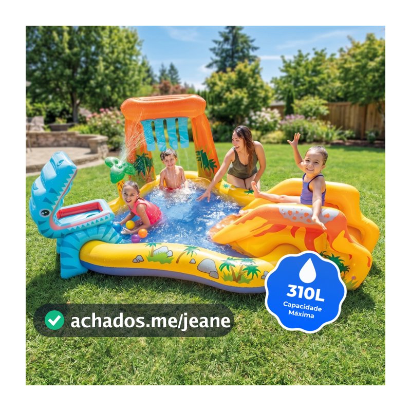 Piscina Infantil Playground Centro de Diversões Dinossauro Intex 310 Litros
