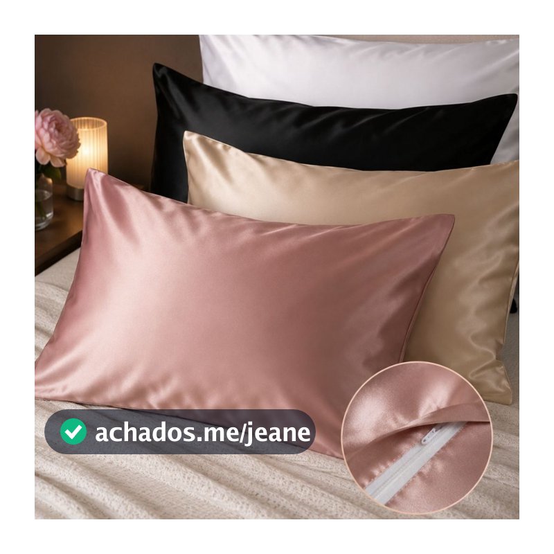 Kit 02 Fronhas de Cetim Anti Frizz com Ziper - Capas para Travesseiro - kit 02 Peças (PAR)
