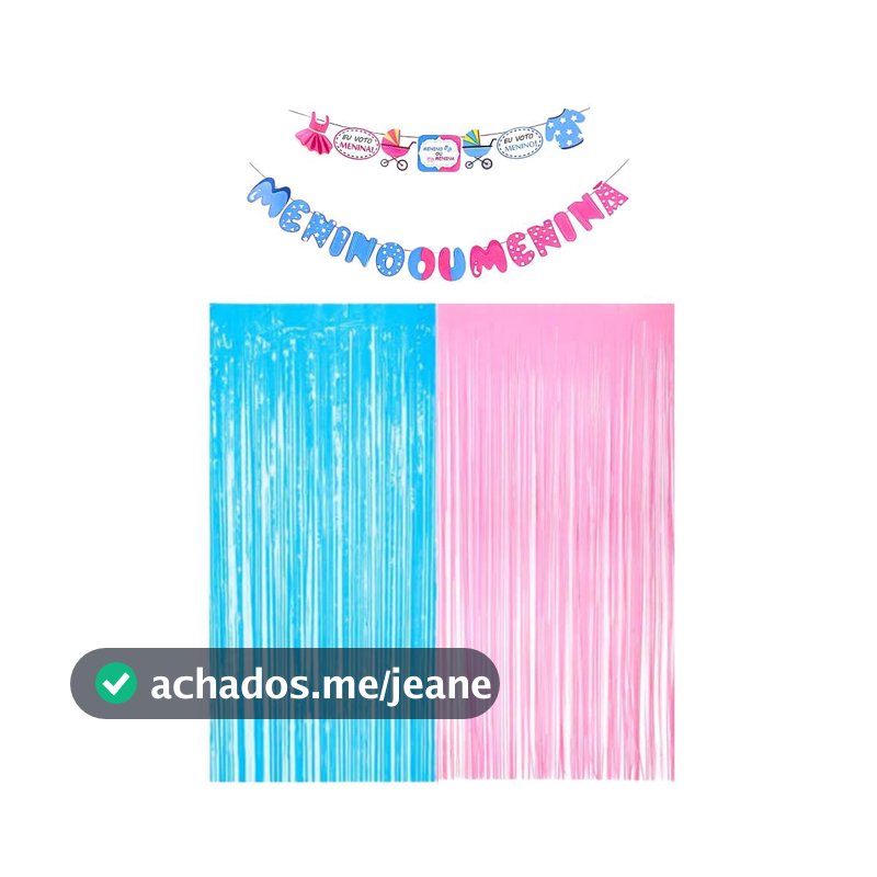 Kit Chá Revelação Banderola + Cortina Decorativa festa aniversario surpresa decoracao cha de bebe