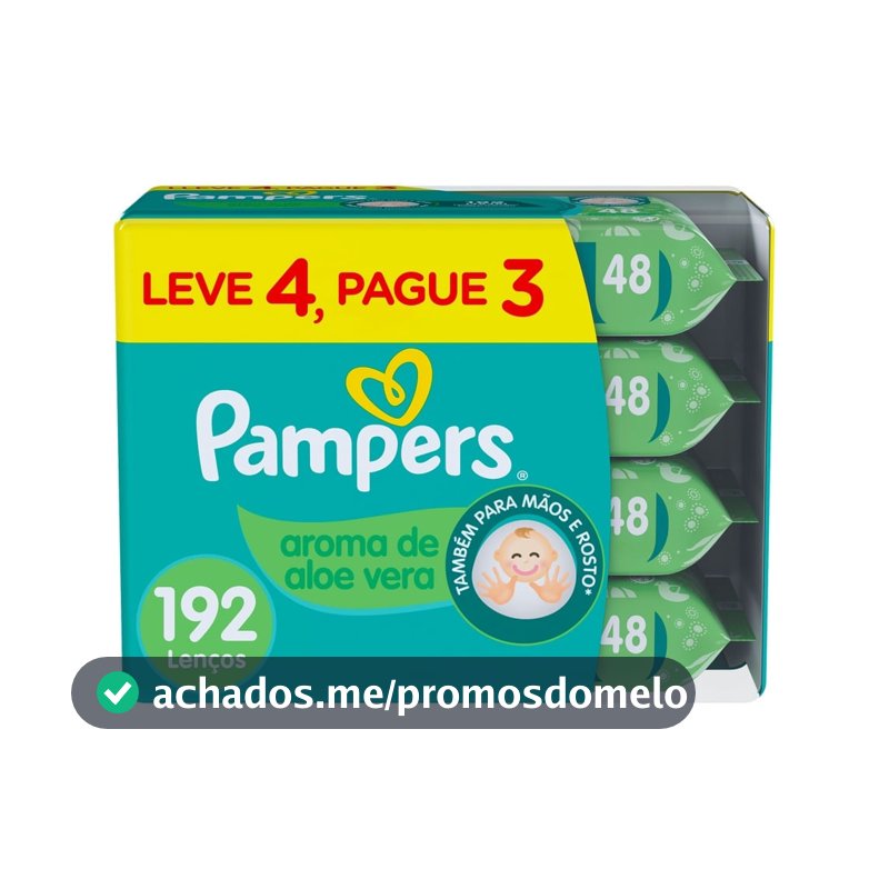 Lenços Umedecidos Pampers Aroma de Aloe Vera 192 Unidades