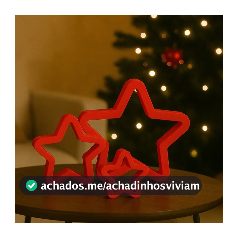Kit 3 Estrelas Decorativas Natalinas – Enfeite Moderno para Sala, Mesa e Árvore de Natal, arte