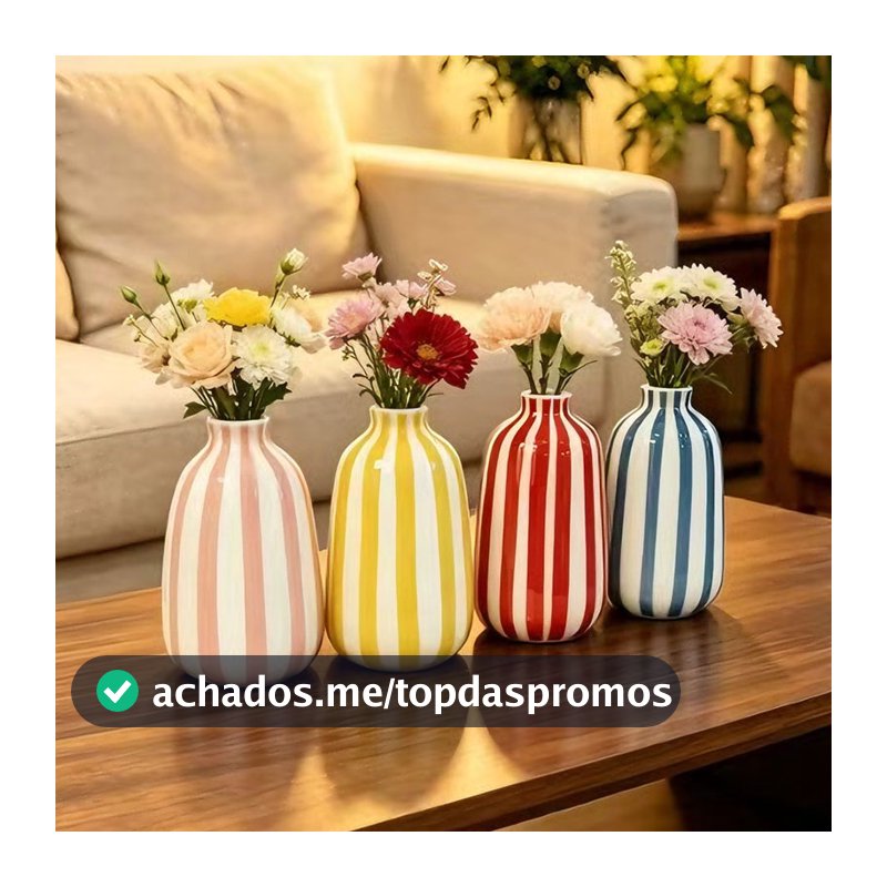 Vaso De Cerâmica Listrado Pintado À Mão Vintage , Ornamento Decorativo Minimalista De Mesa Para Casa