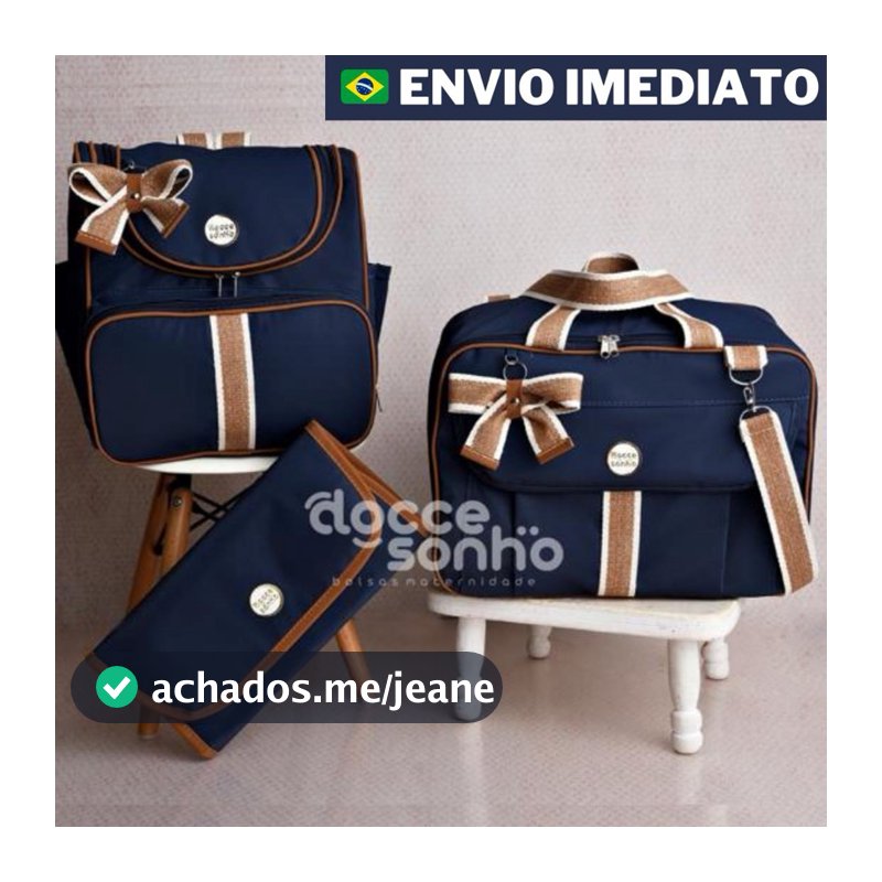 Kit bolsa maternidade 3 peças com mochila versátil p/ bebe, kit mala luxo com alta elegância(SONHO)