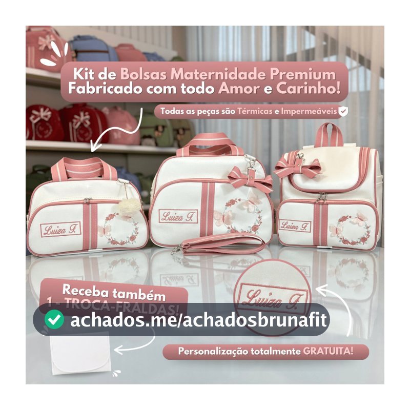 Kit Bolsa Maternidade Menina 5 Peças Bolsa Bebê Mochila Trocador Borboleta 3D Luxo
