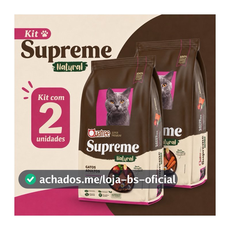 Ração Quatree Supreme Natural Gatos Adultos Salmão Kit 2 Unidades