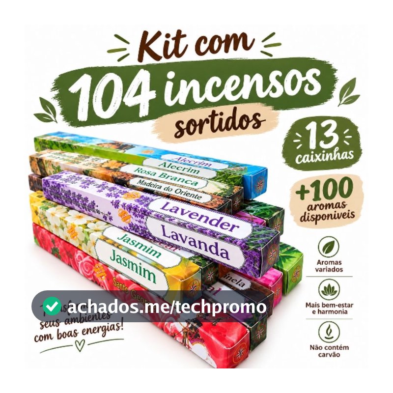 Incenso 100% Natural Sortidos/ Kit com 104 incensos 13 caixinhas