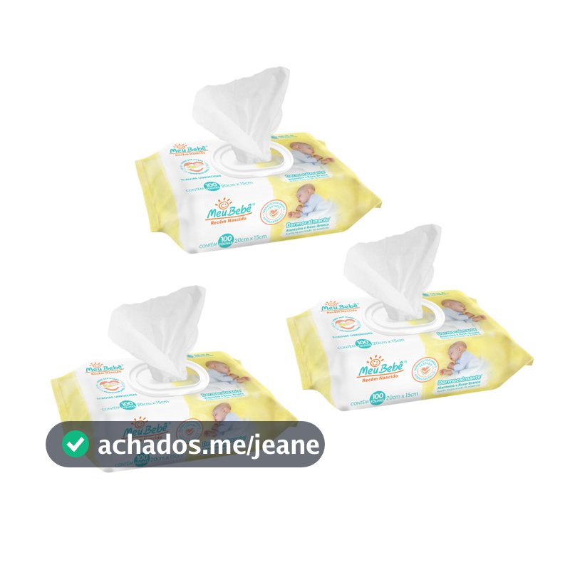 Kit 3 Toalha Umedecida Meu Bebê RN Dermocalmante 100und