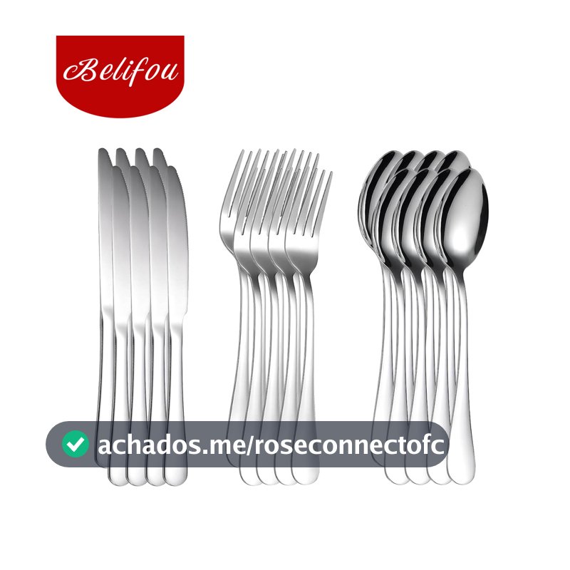 Belifou Kit 24 Jogo De Talheres Para Bife Aço Inoxidável Prata