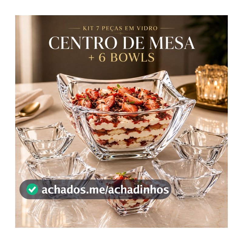 Conjunto 7 Peças Bowls de Sobremesa Vidro Premium Luxo Gourmet