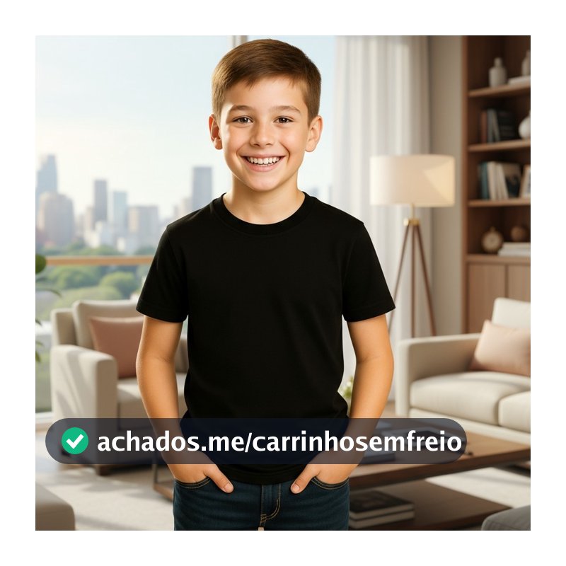Camiseta Infantil Lisa Manga Curta Preta Blusa Menino Algodão Casual Básica para Qualquer Ocasião bem Estilosa