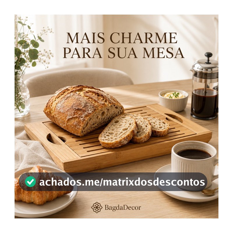Tábua Migalheira Bambu 36cm 🍞 Corte de Pães, Servir Petiscos e Bandeja Multiuso Premium